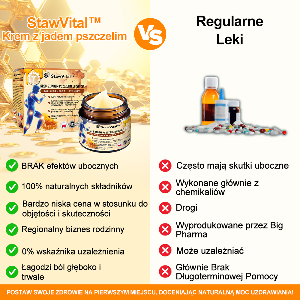 🔥𝑺𝒕𝒂𝒘𝑽𝒊𝒕𝒂𝒍™ Krem z Jadem Pszczelim Leczniczy do Regeneracji Stawów - Zalecane przez Polskie Towarzystwo Ortopedyczne i Traumatologiczne🐝🐝