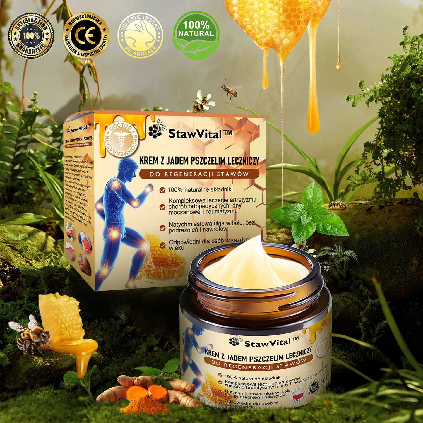 🔥𝑺𝒕𝒂𝒘𝑽𝒊𝒕𝒂𝒍™ Krem z Jadem Pszczelim Leczniczy do Regeneracji Stawów - Zalecane przez Polskie Towarzystwo Ortopedyczne i Traumatologiczne🐝🐝
