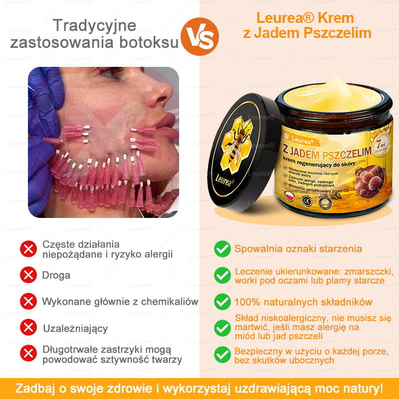 ✨Leurea® Krem Regenerujący z Jadem Pszczelim🔥 Naturalna regeneracja skóry, wygładzenie zmarszczek i promienna cera-50 ml🔥🔥
